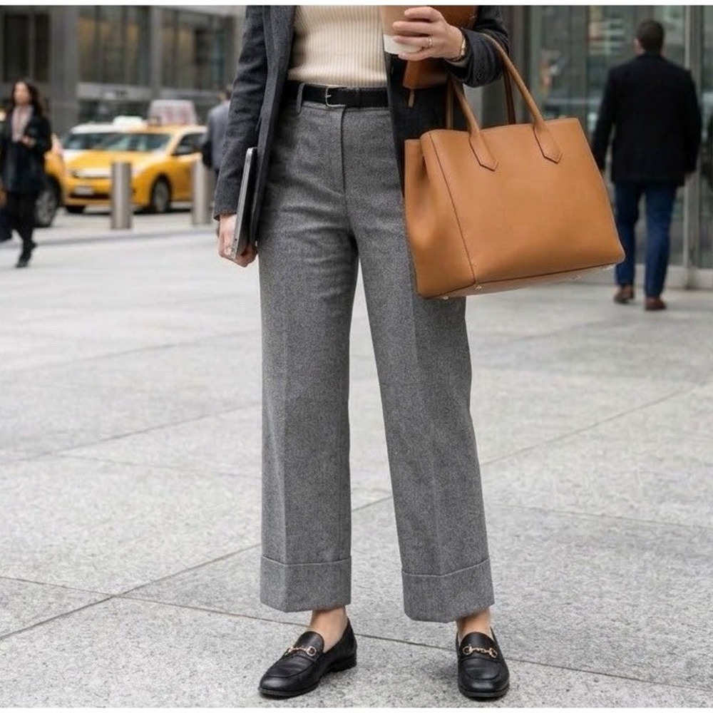 NWT Loft Wool Blend Wide Leg Gray Work Office Trouser Dress Pants Gray Womens 6